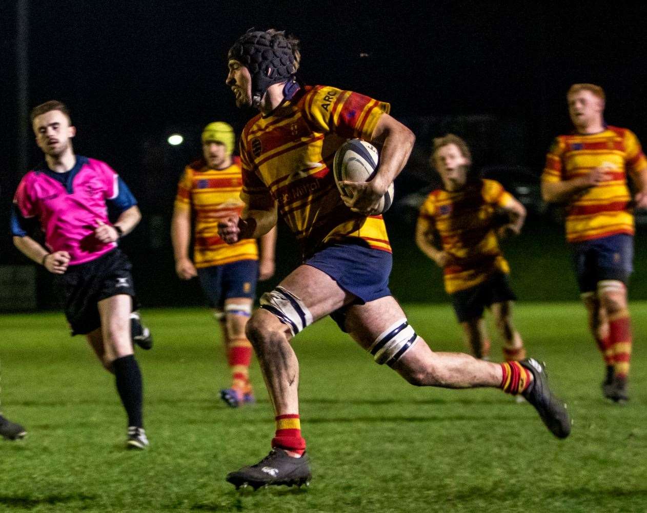 Medway's Jonah Hyde runs in the visitors' final try against Gravesend. Picture: Jake Miles Sports Photography