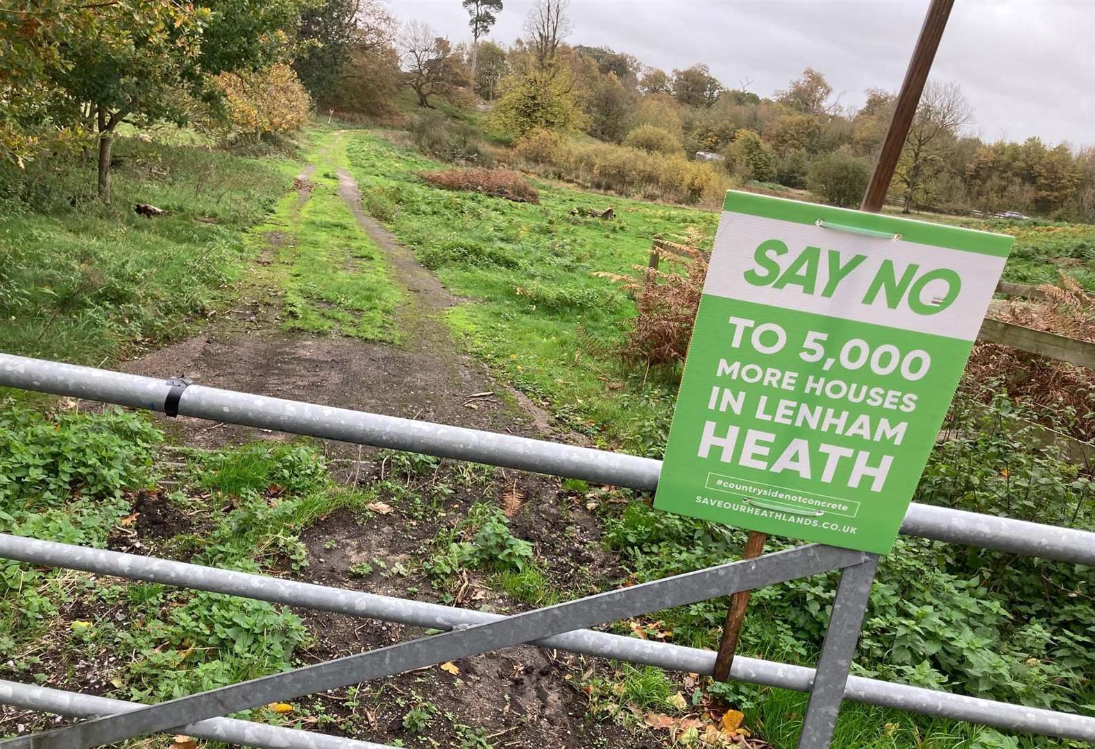 One of the many signs saying "no" to 5,000 homes at Lenham Heath, Maidstone