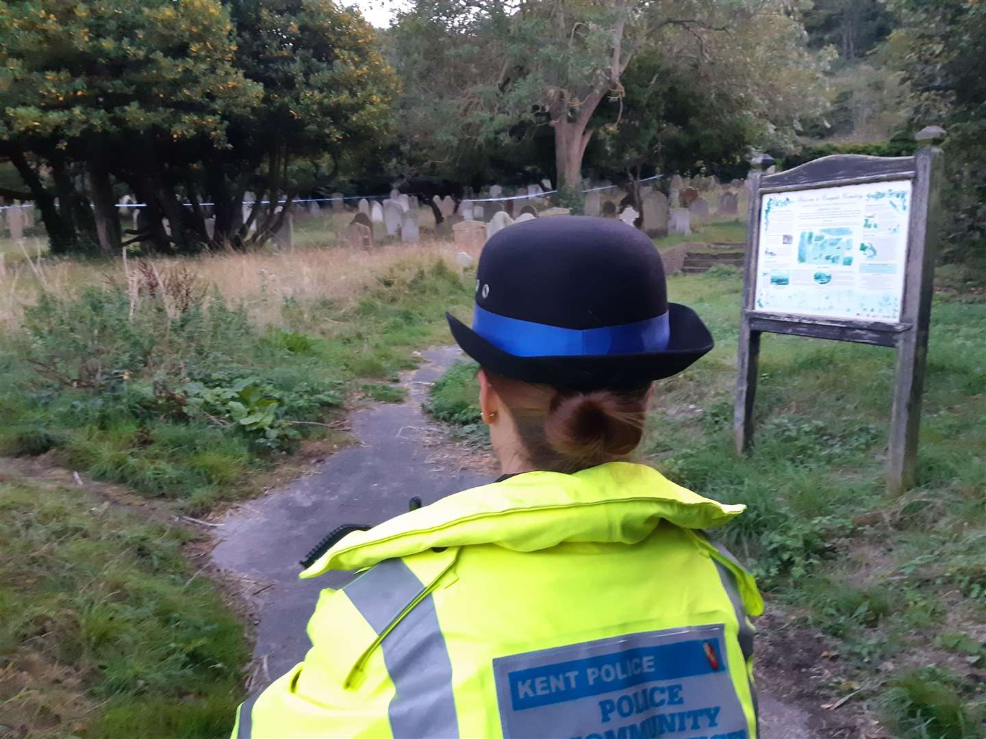 Police were still at Cowgate Cemetery this morning, two days after the murder