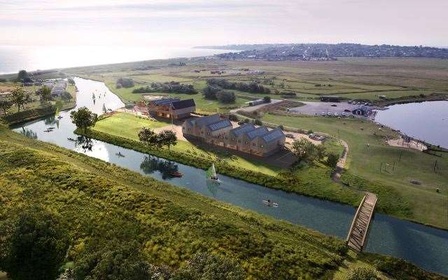 How the Sheppey Sea Cadets' building next to the canal at Barton's Point, Sheerness, will look from the air. Image: AsymmetricA