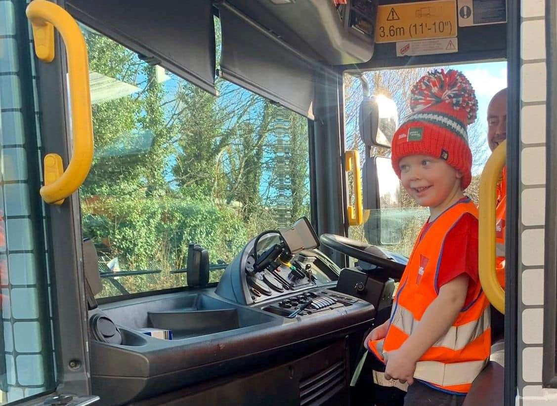 William in the front of the Biffa refuge truck