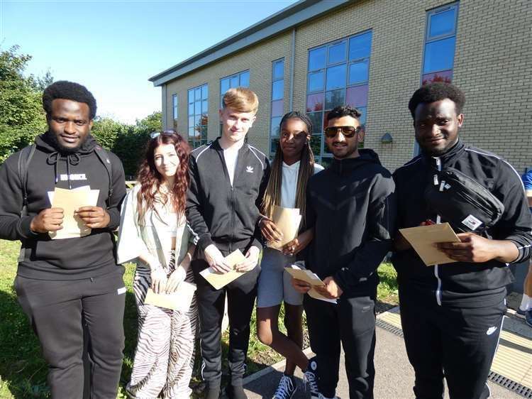 Fulston Manor A-level pupils, from the left, Daniel Julius, Tiegan Aldous, Ben Savage, Sarah Olusola, Sarvesh Karthikeyan and David Julius