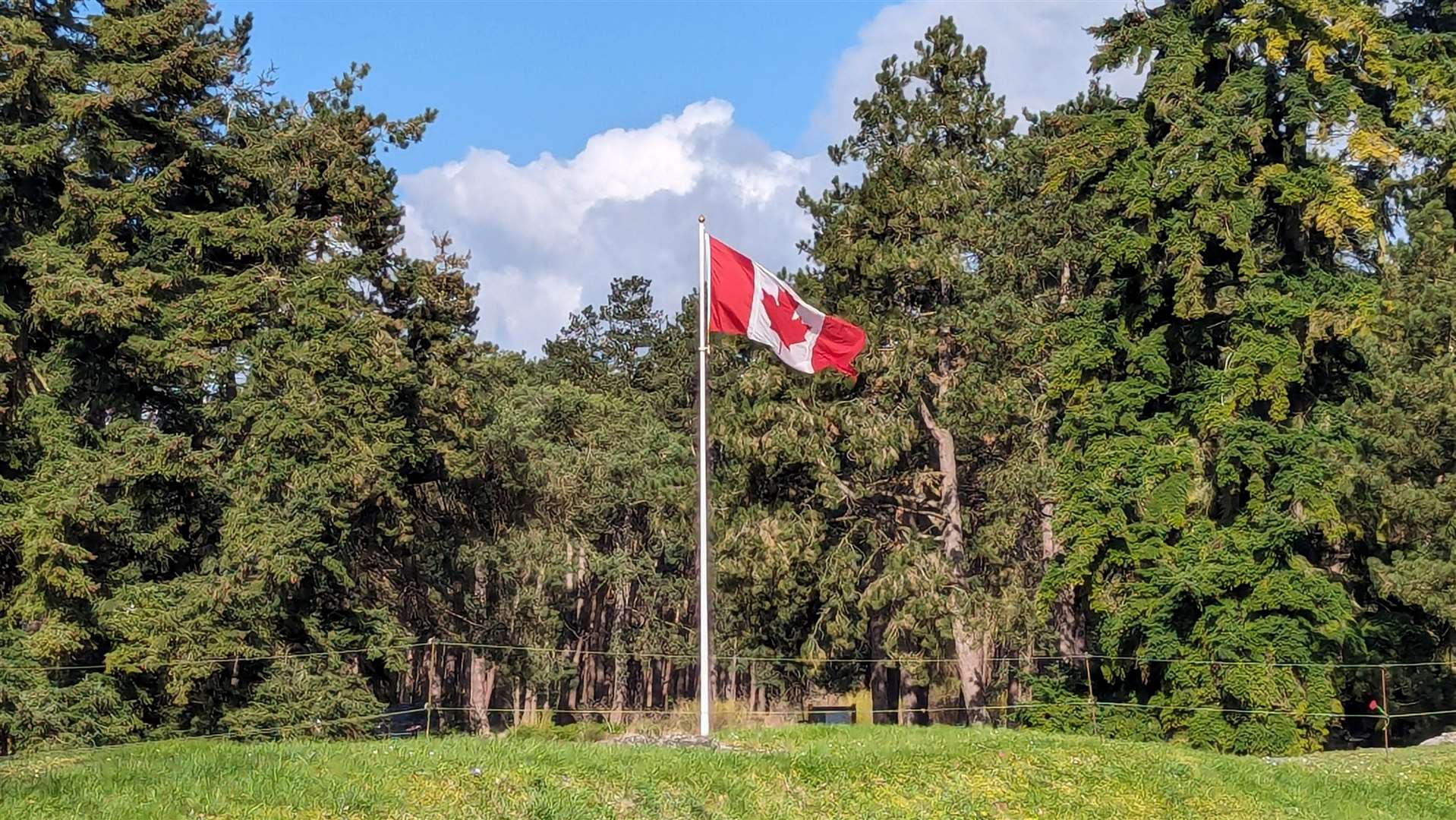 The Canadian flag flying proudly at Vimy Ridge