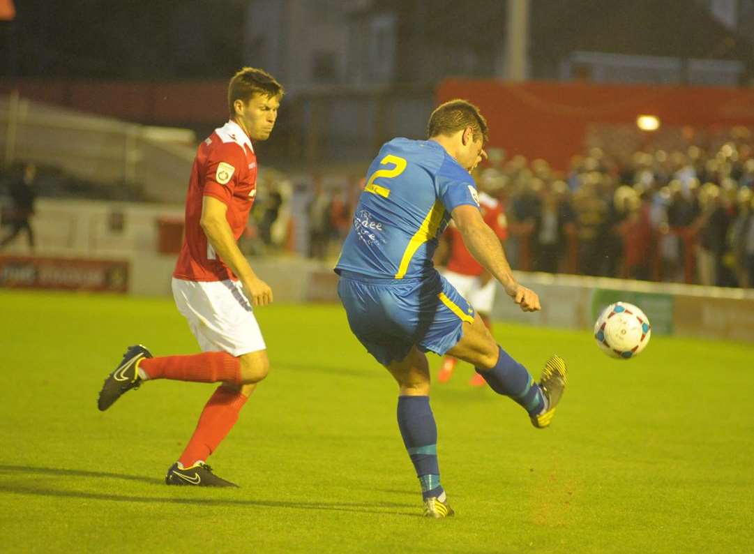 Charlie Sheringham closes down Concord's Paul Goodacre Picture: Steve Crispe