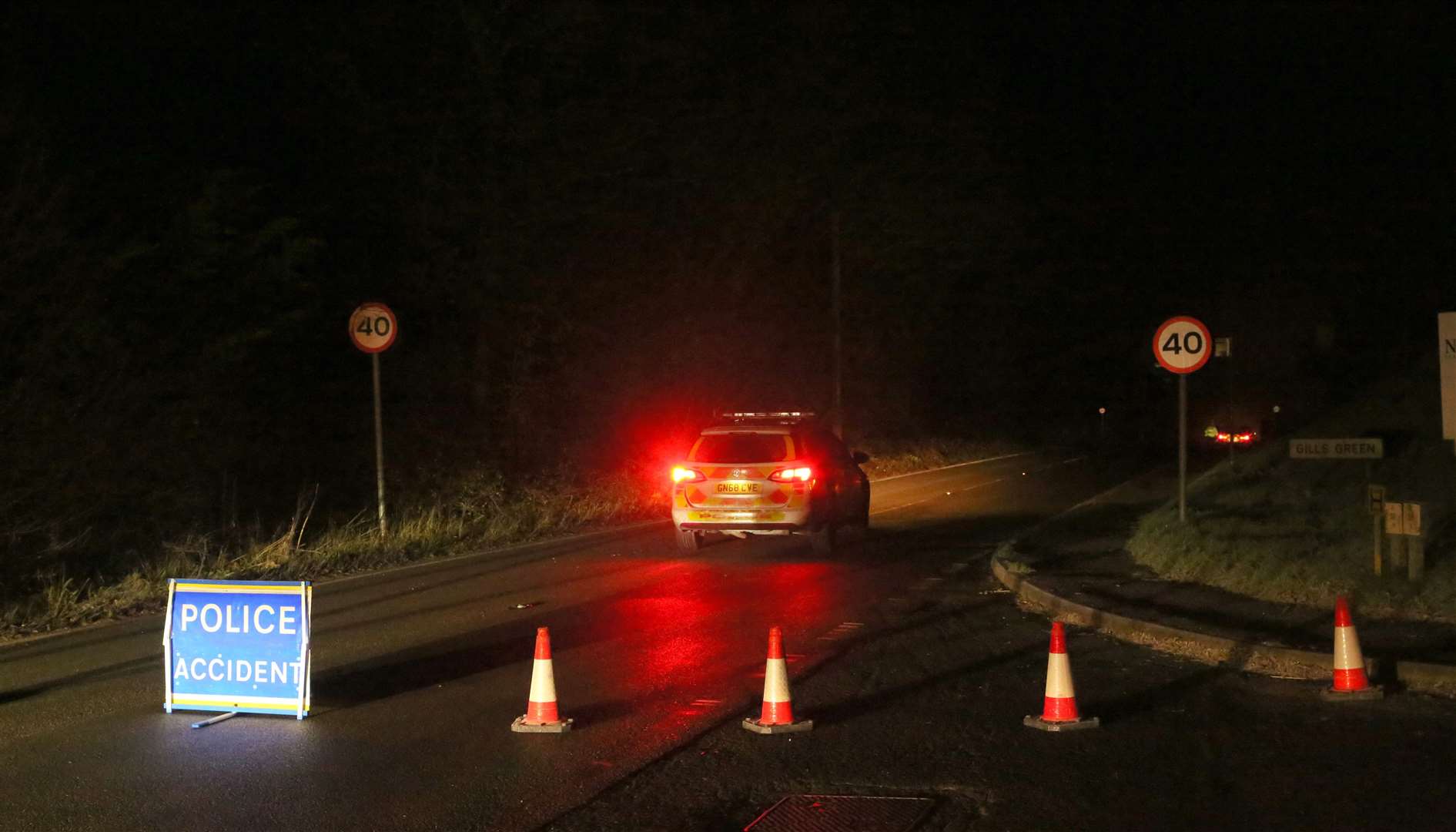 Police at the scene of a crash in Gills Green, near Hawkhurst Picture: UKNIP