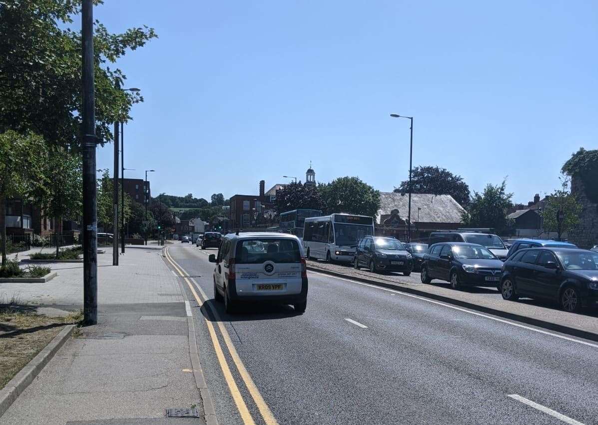 Tailbacks were stretching into Rochester following a crash on the M2