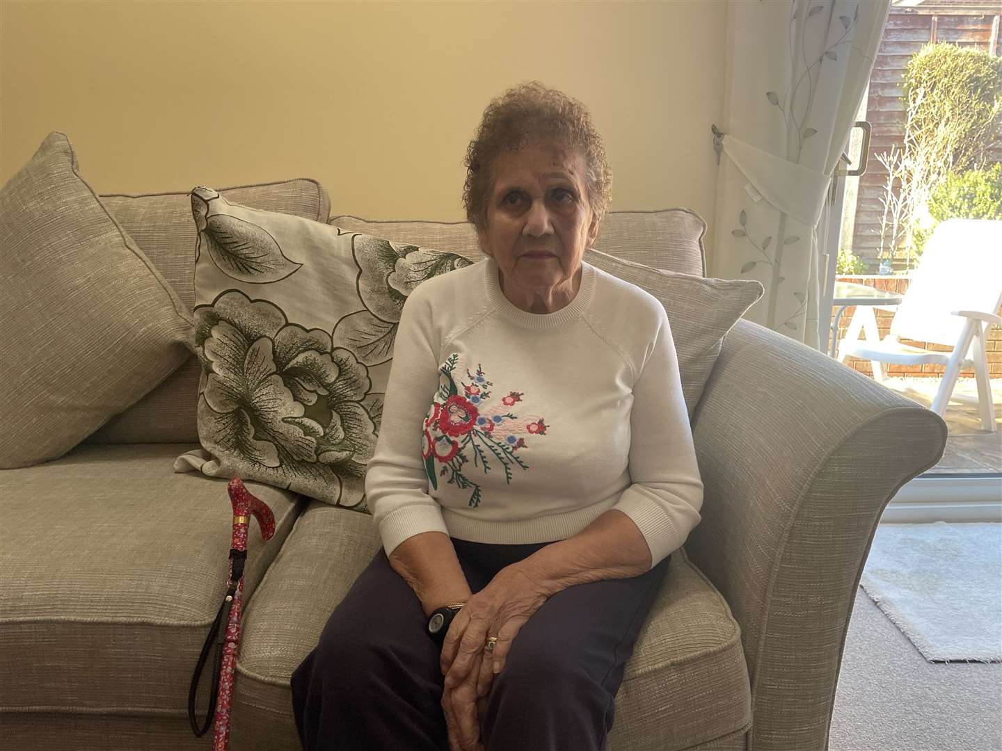 Daphne Wells, 92, was left bloodied and bruised after a fall while waiting for the bus in Barming. Picture: Sean McPolin