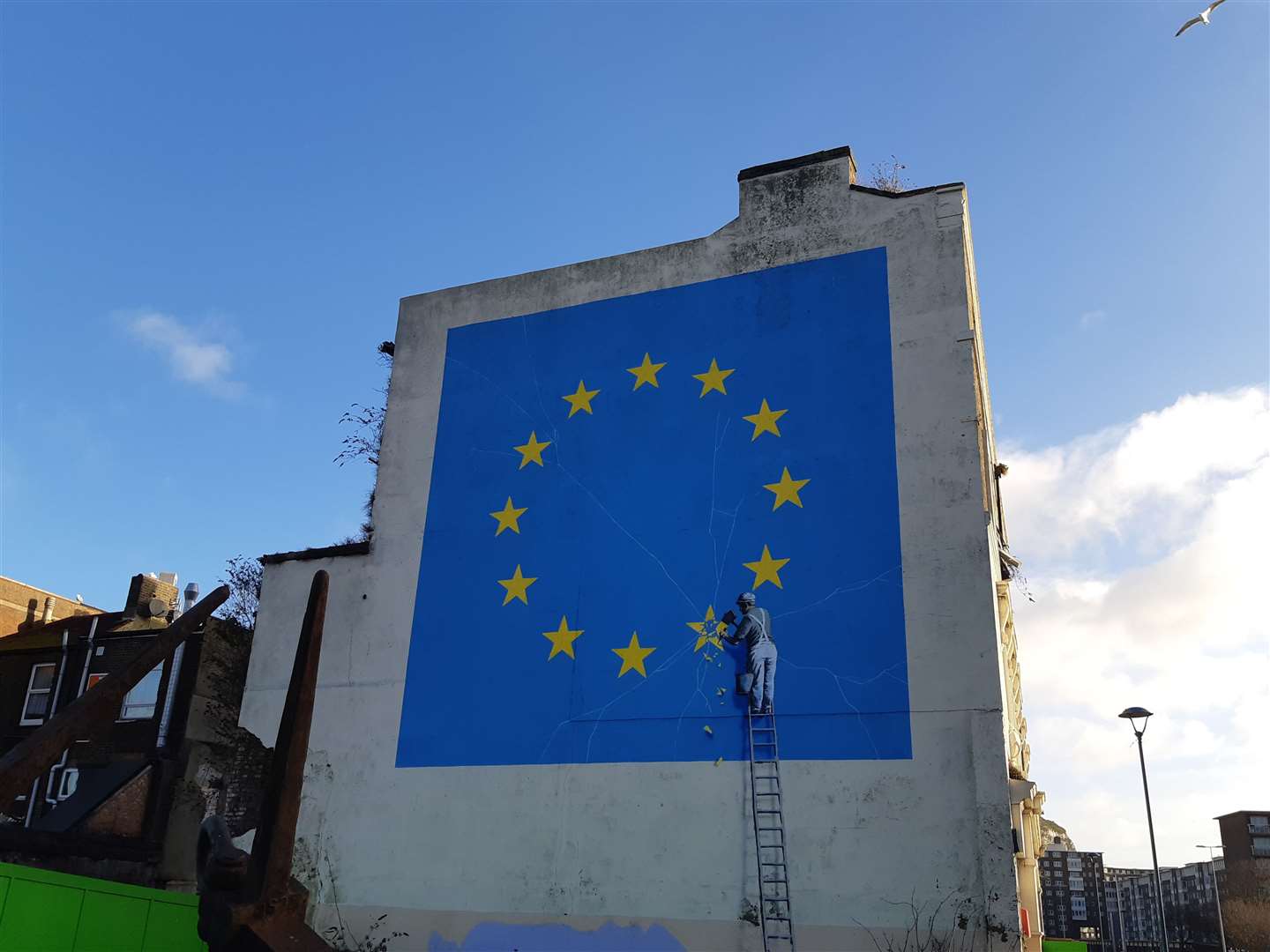 Symbol of Brexit, the Banksy mural in Dover