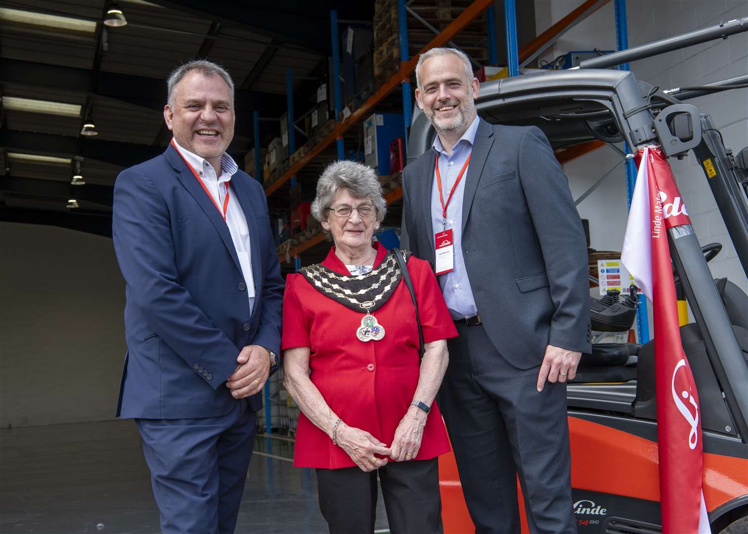 From left: Dean Vann, Linde senior director of Linde, Councillor Rita Wood, Mayor of Swanley, and Craig Williamson, Linde managing director