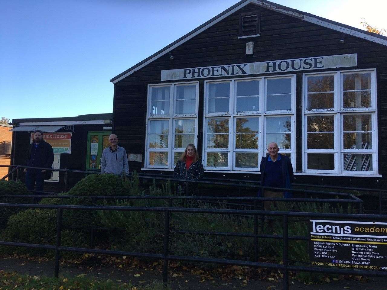 Myles Brown, manager of Phoenix House, Rob Fenton, chair of trustees of Swale Community Centres, Sara Seabridge, former manager and now a trustee, and Jeff Hall, trustee, outside Phoenix House in Sittingbourne