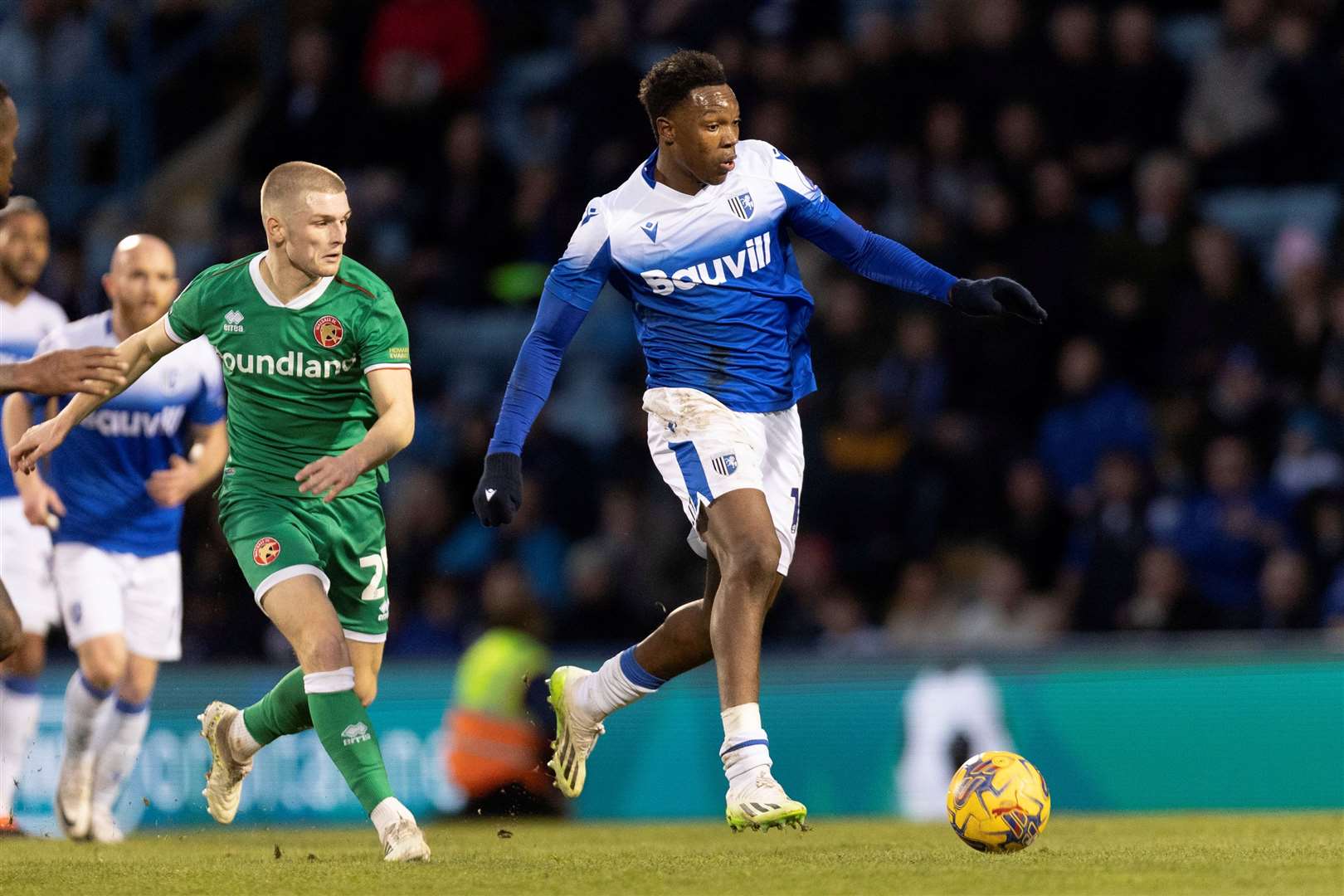 Jorge Hurtado on the move for Gillingham against Walsall at Priestfield Picture: @Julian_KPI