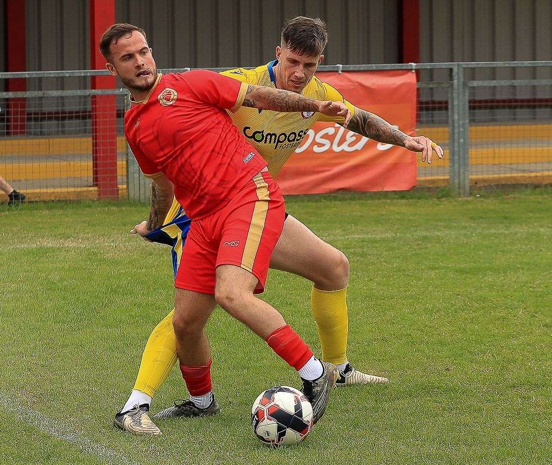 Whitstable’s Bobby Dunn keeps the ball. Picture: Les Biggs