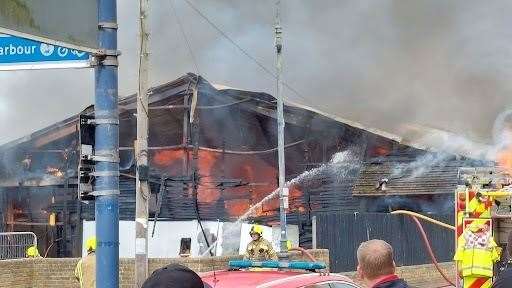 The Harbour Street end of the building is totally burned out