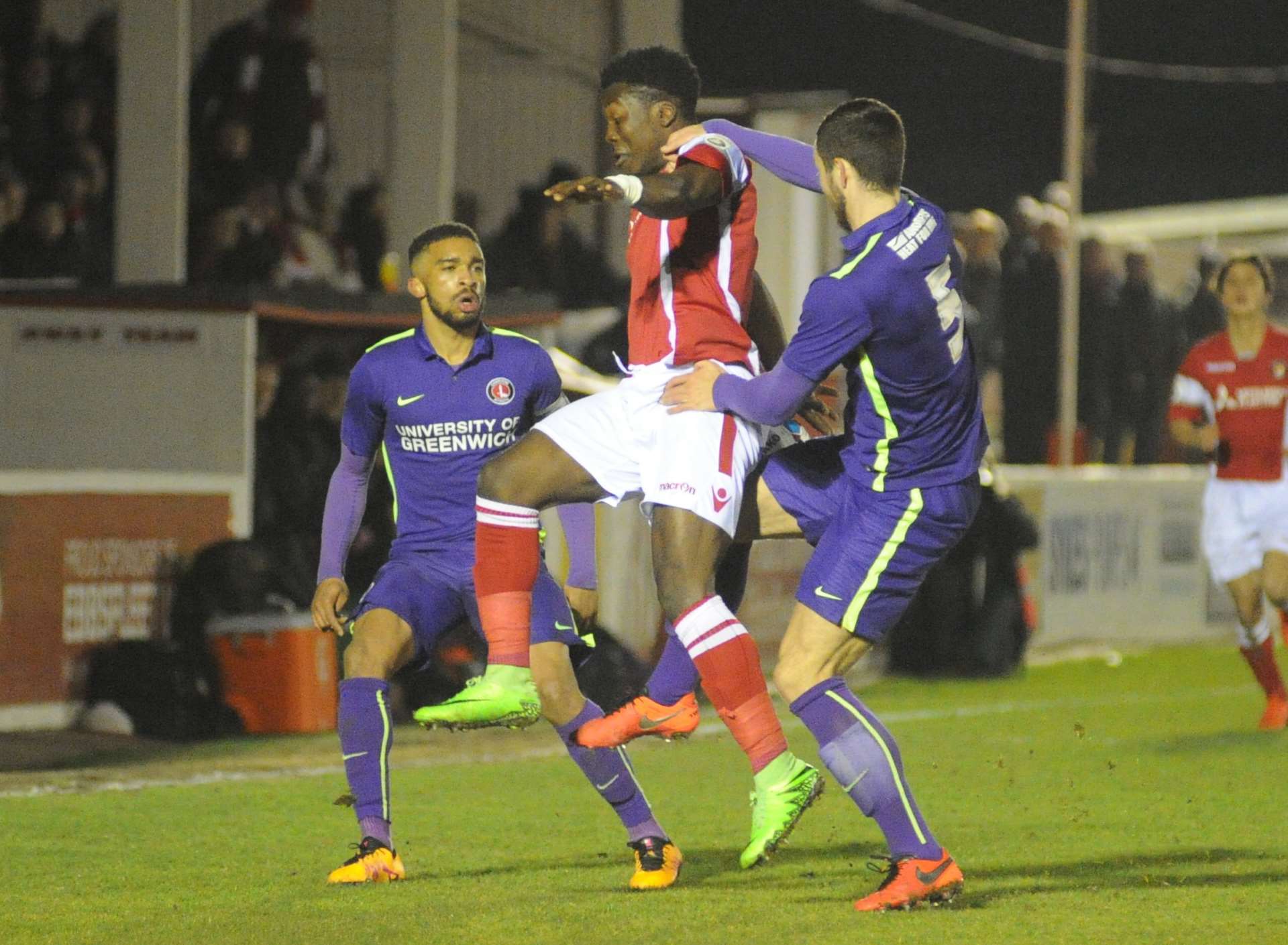 Charlton (in purple) won 2-1 at Ebbsfleet in the semi-finals Picture: Steve Crispe