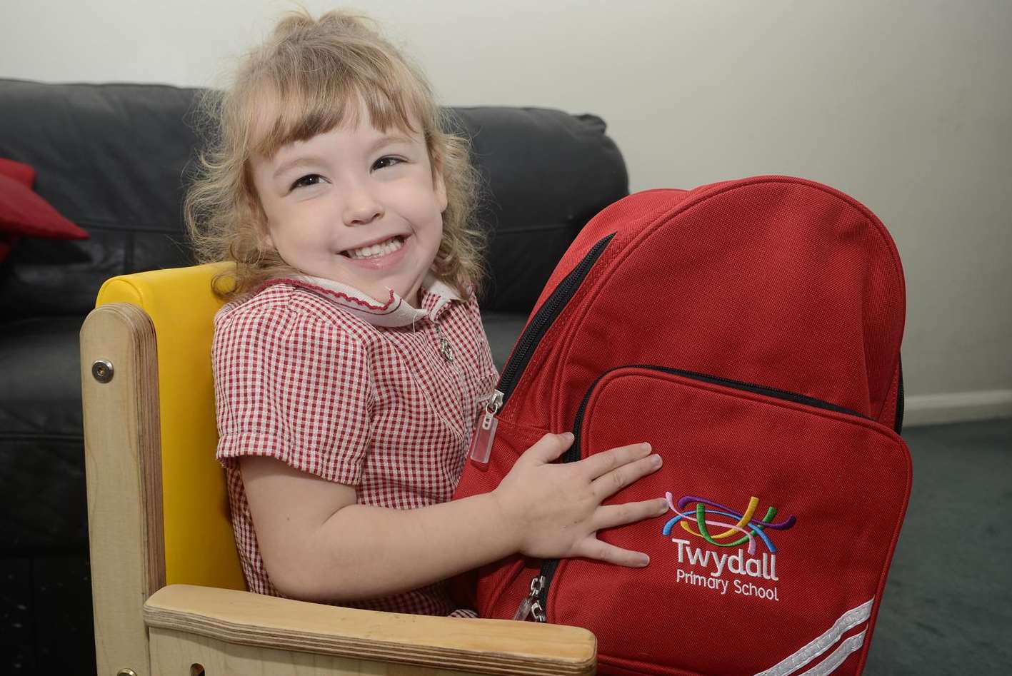 Paige Stewart with her school backpack