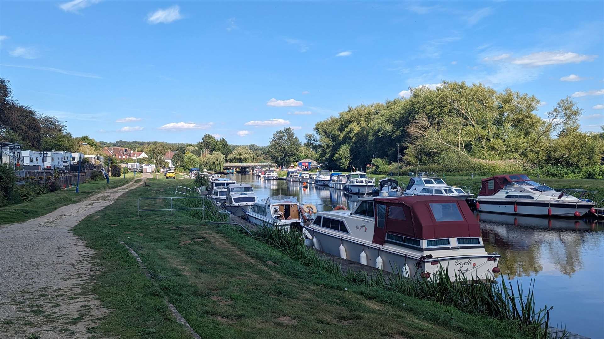 Boats moored along the banks of the River Medway