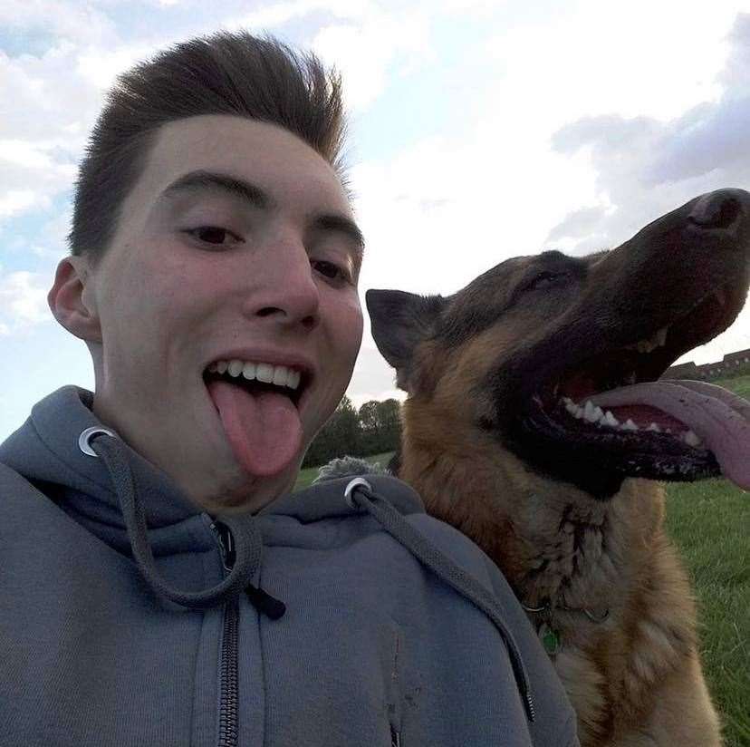 Keane with his dog Major at Queen Elizabeth Park, in Gillingham. Picture: Danielle Smirthwaite