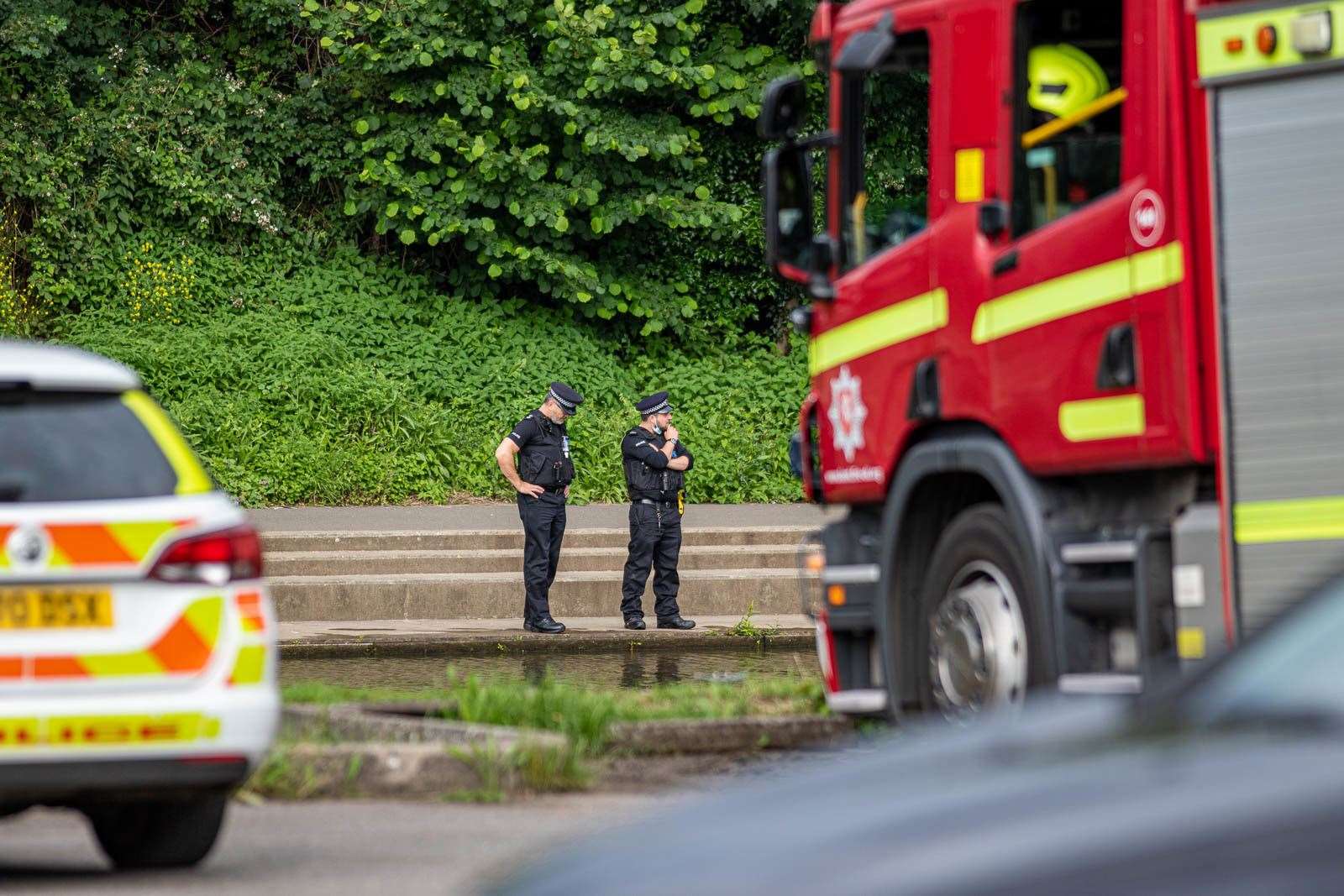 Dozens of officers were at the scene. Picture: Steve Akehurst