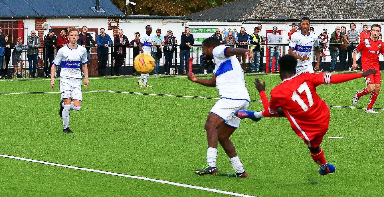 Muhammed Cham equalises to make it 2-2. Picture: Les Biggs