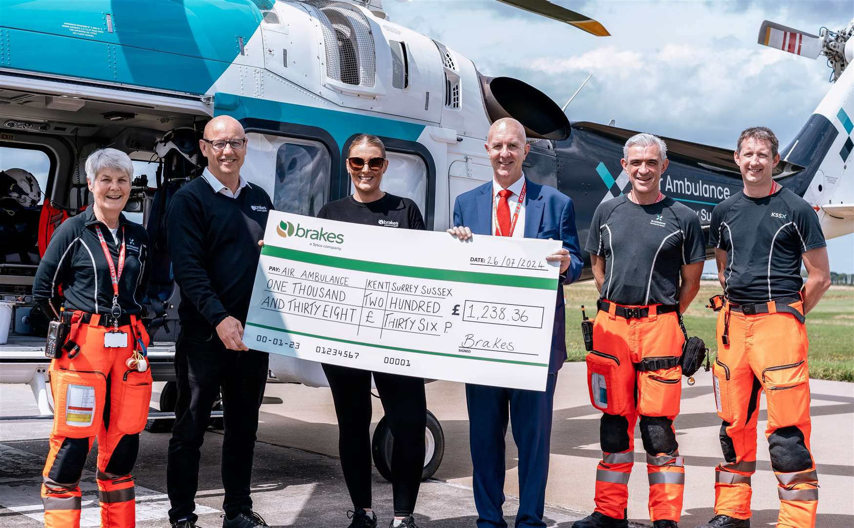 Rachel Darby, Steve Coleman, David Welch and crew members at Rochester Airport. Picture: KSS