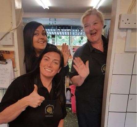 Previous owner of Flowerworks of Swanley Michelle Avery (bottom) with staff members Maryanne Johnson (top left) and Kath Michie (top right)