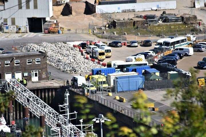 Border Force officials at Dover on Thursday, when a record number of migrants attempted to cross the Channel. Picture by Paul Armstrong