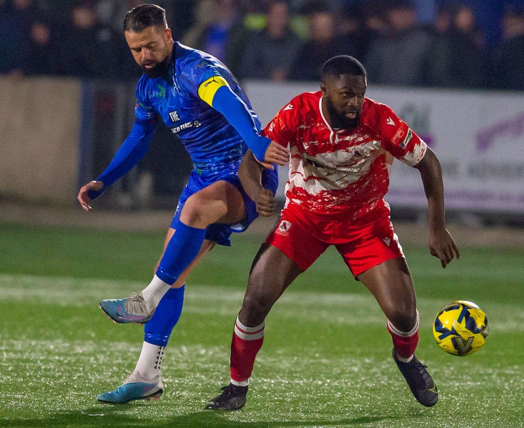 Kent Senior Cup action as Margate beat Ramsgate in the Kent Senior Cup in April 2023 - the sides will lock horns at the first-round stage at Southwood in September. Picture: Ian Scammell