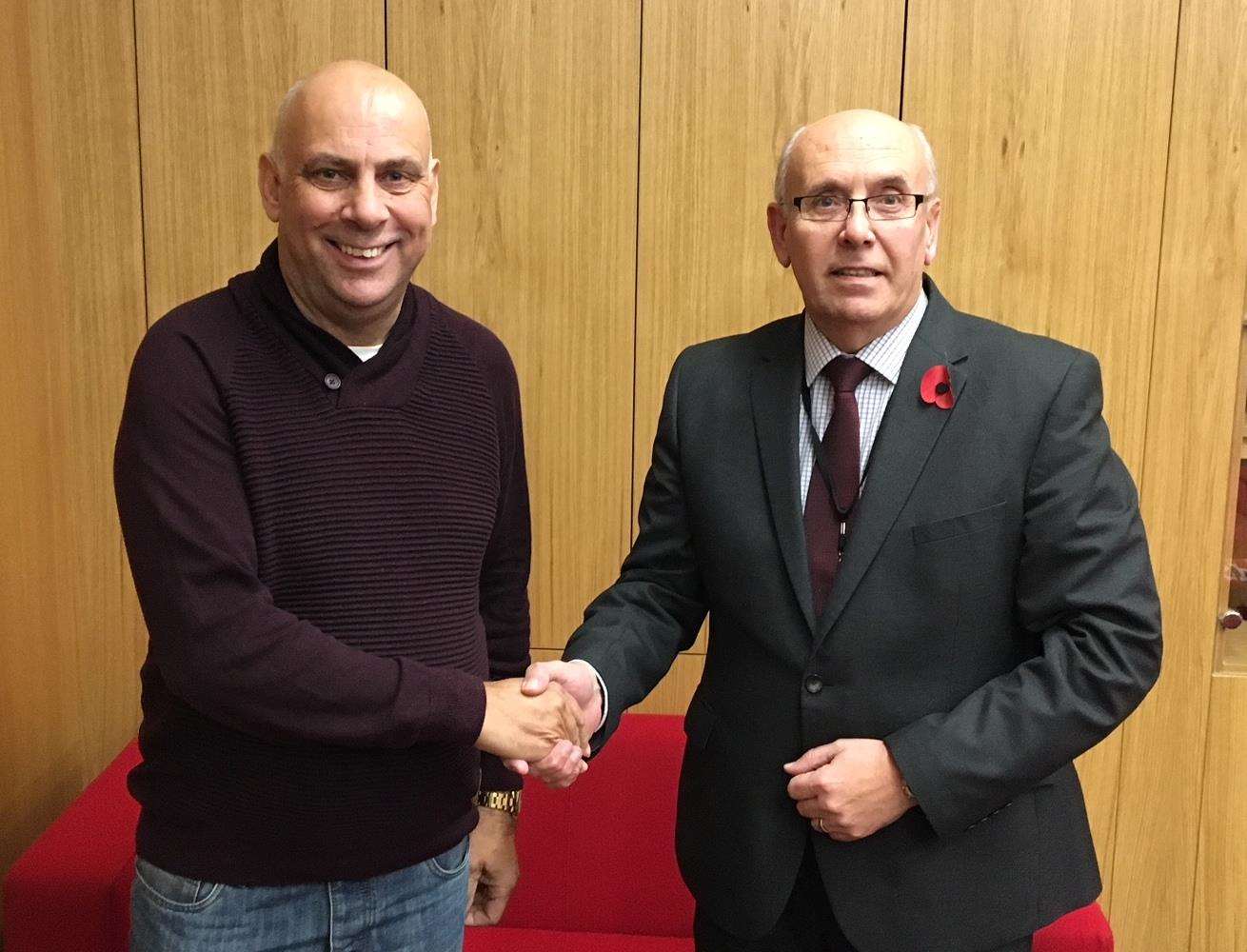 Ebbsfleet's new manager Garry Hill with director Dave Archer