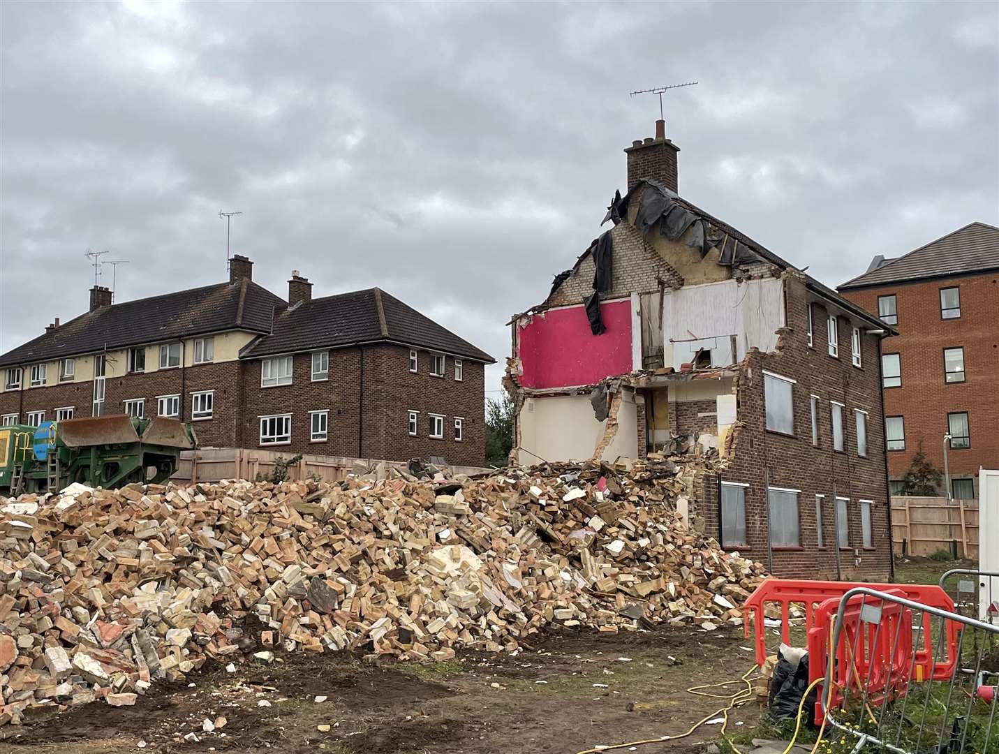 The flats are in the process of being demolished