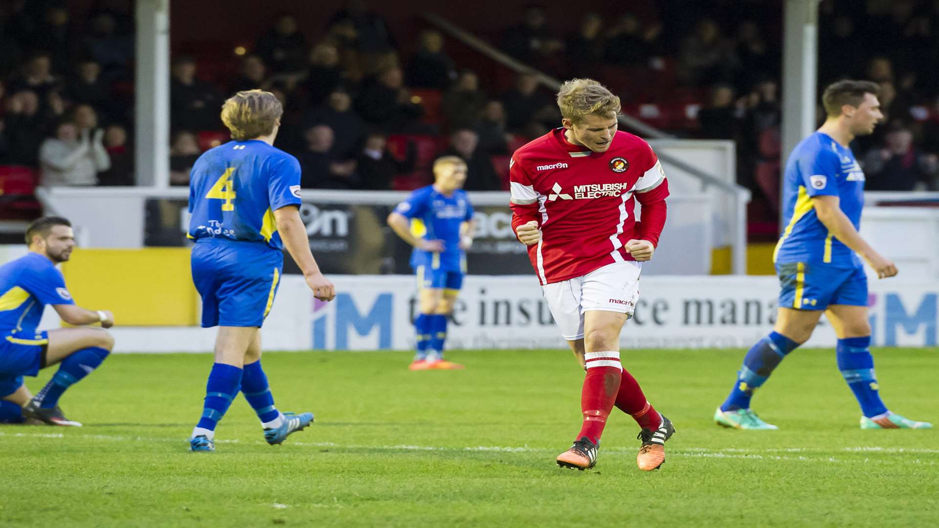 Jordan Parkes celebrates one of his 12 goals for Ebbsfleet last season Picture: Andy Payton