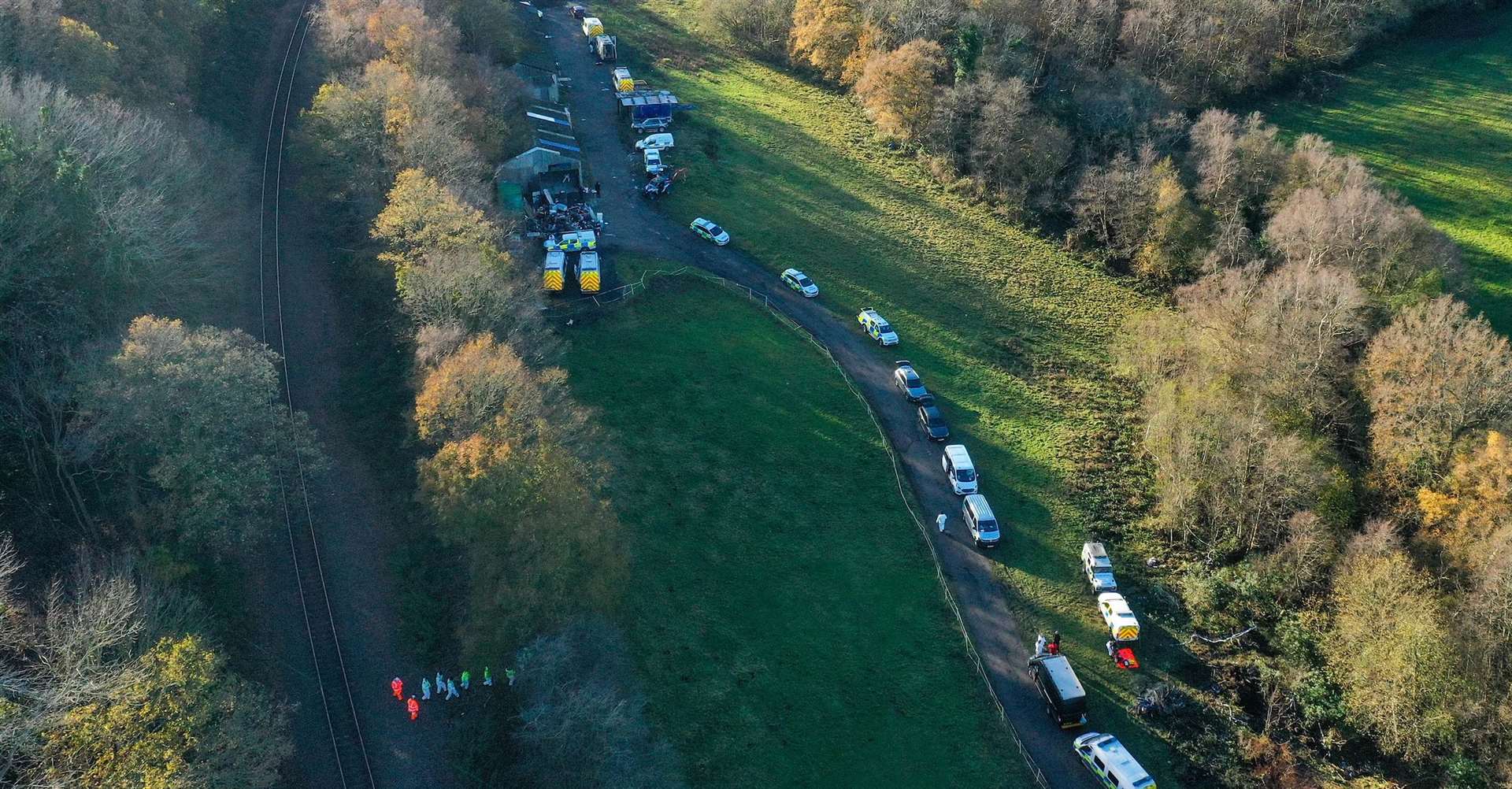 Police are continuing to search an area near a railway line in Hastings, as part of the search for Alexandra Morgan Picture: UKNIP