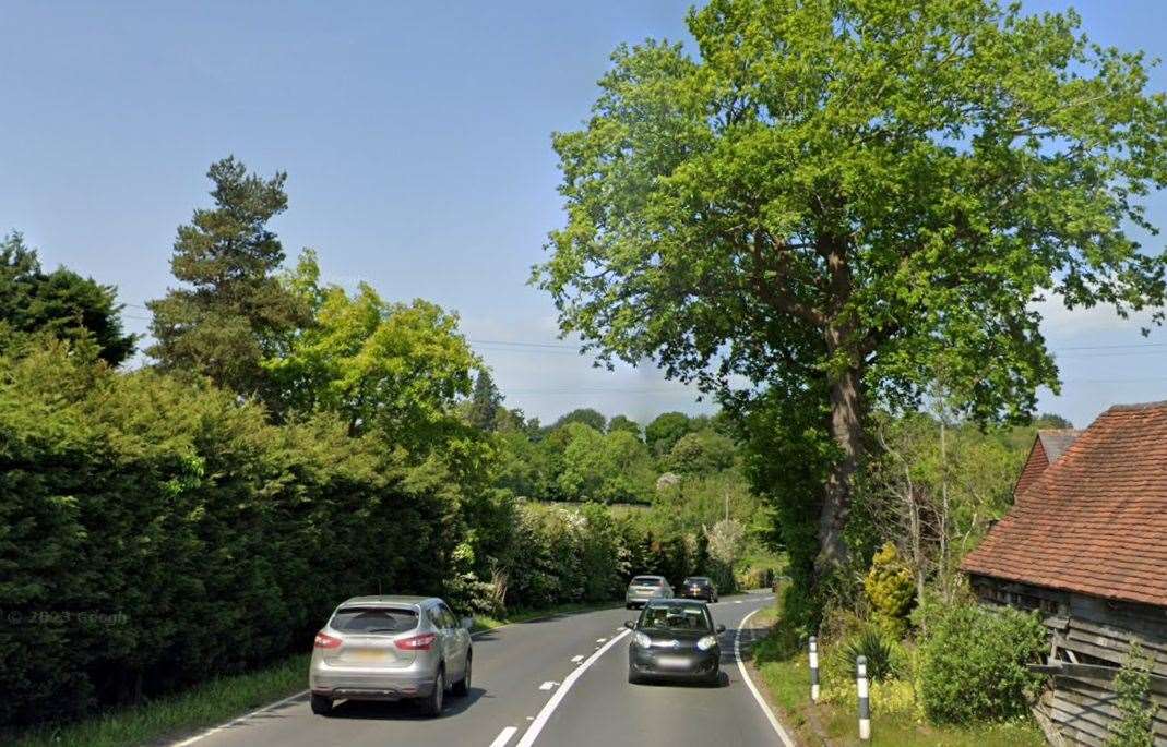 The A21 is blocked in both directions near Lamberhurst between the A262 and the B2160 following a two-car crash. Picture: Google