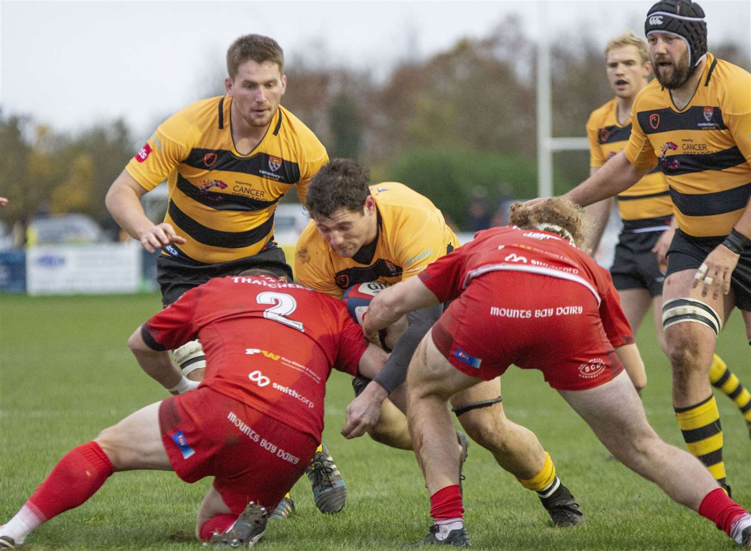 Canterbury's Alex Evans takes the game to Redruth Picture: Phillipa Hilton