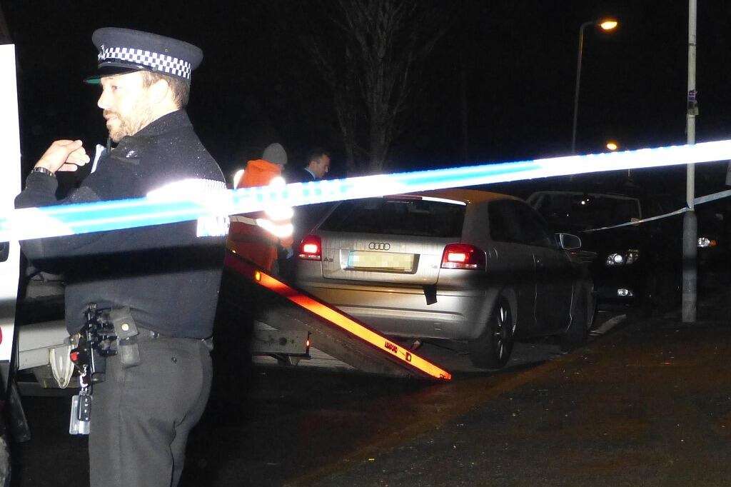 An Audi car is being examined by police investigating the stabbing. Picture: @Kent_999s