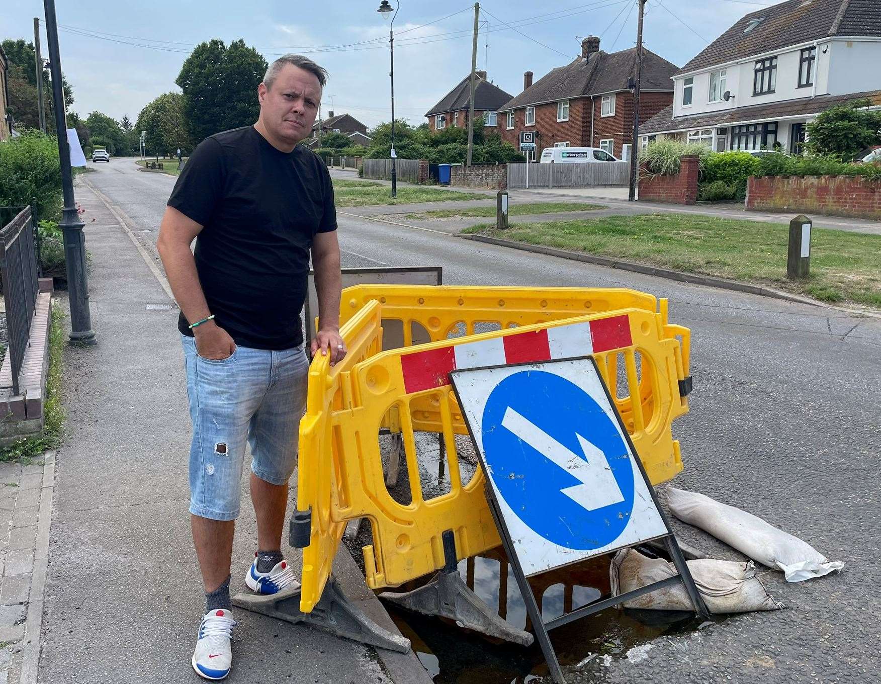 Plantation Court resident James Edwards whose home is just metres from the water leak in Ferry Ford, Iwade. Picture: Joe Crossley