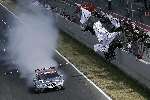 VICTORY: Gary Paffett crosses the finish line in Oschersleben. Picture: BARRY GOODWIN