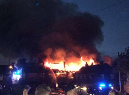 Petham Green, Twydall, old nursing home up in flames. Picture: Lukesh Malhotra @LukeshMalhotra via Twitter