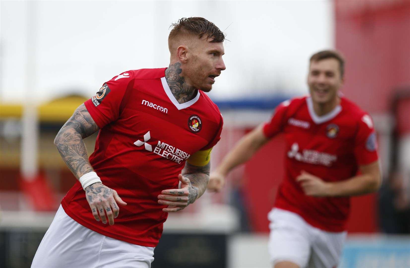 Captain Jack King celebrates a goal for Ebbsfleet Picture: Andy Jones