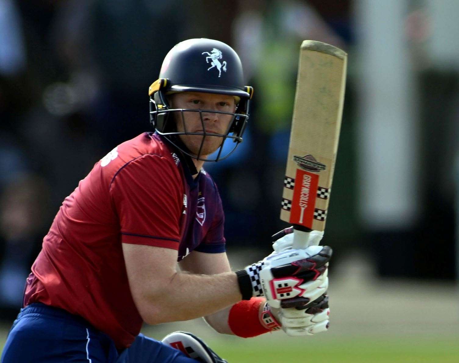 Spitfires skipper Sam Billings reverse sweeping. Picture: Barry Goodwin