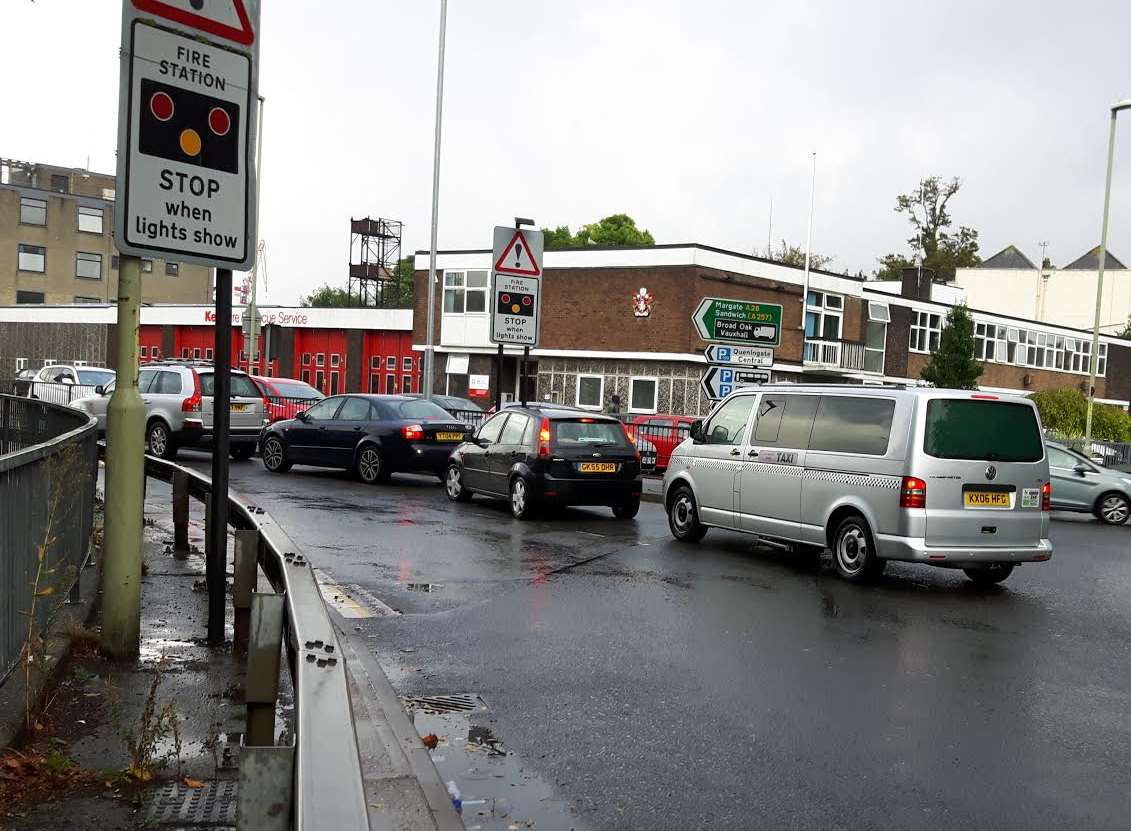 Traffic queuing in Upper Bridge Street.