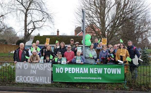 Residents protest the proposed homes and Wasps Stadium building projects. Picture: Simon Hildrew