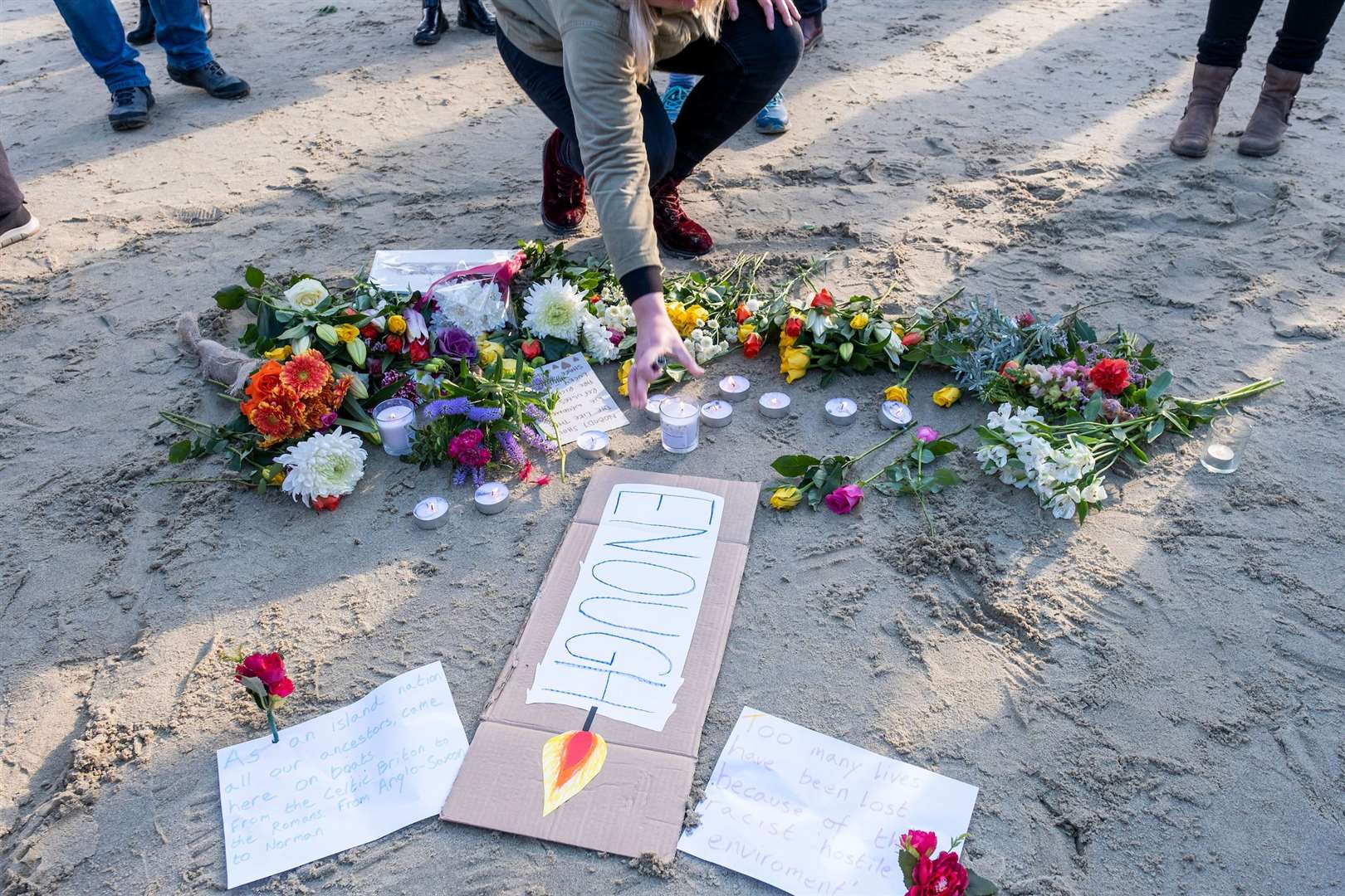 A vigil to those who died while crossing the channel last November. Picture: Andy Aitchison