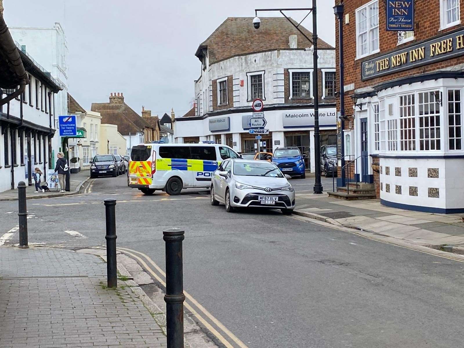 The pathway along the River Stour in Sandwich is being combed by officers investigating Sarah Everard's death