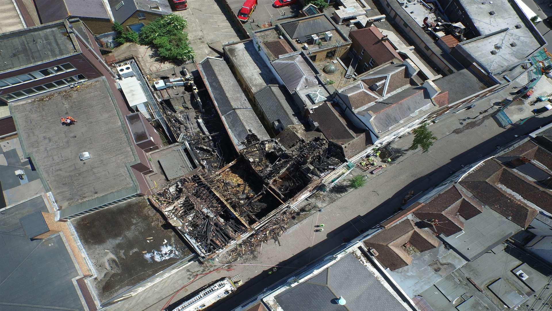 The Works bookstore in Week Street from the air. Picture: Simon Burchett