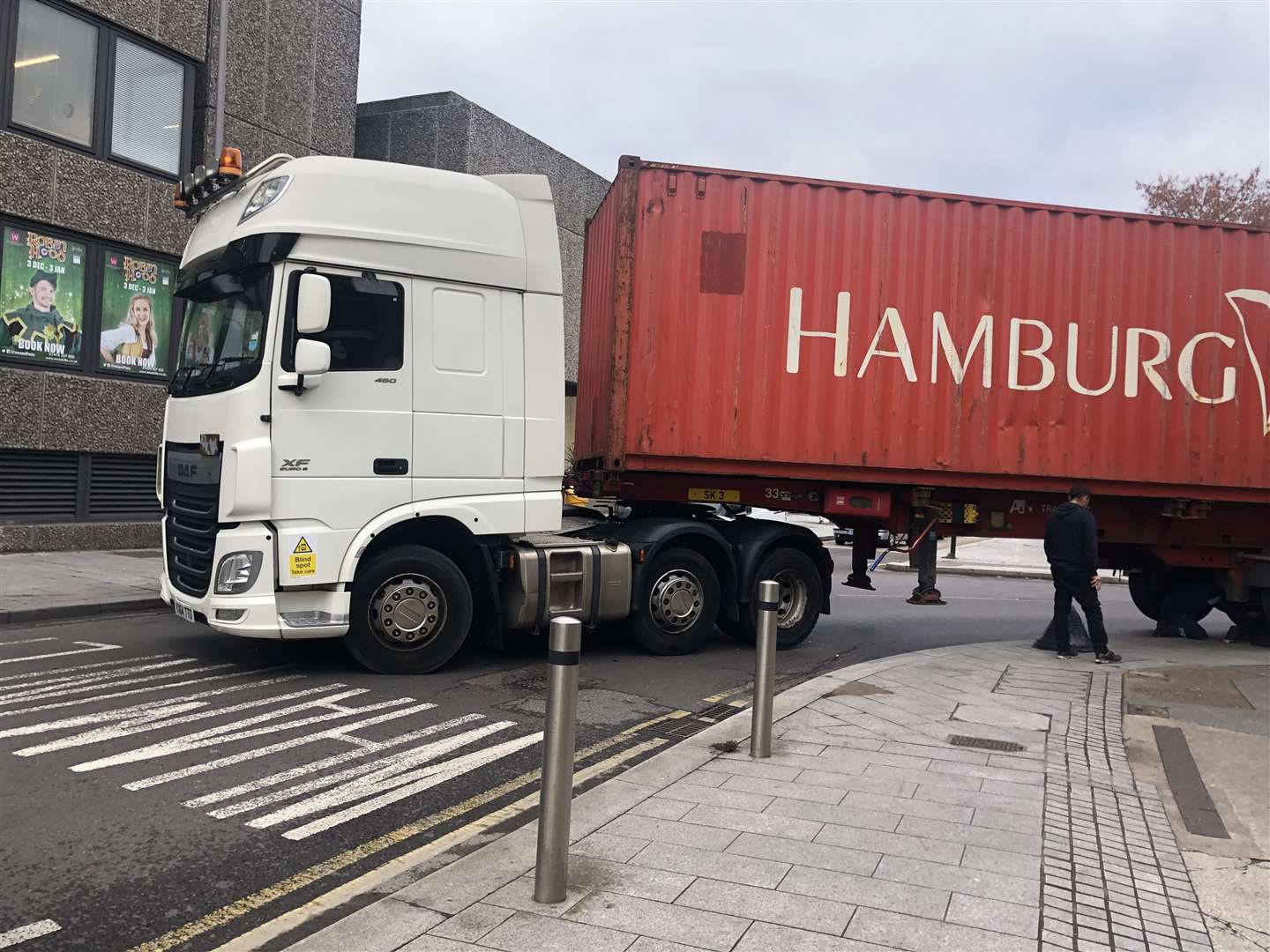 Cars were being diverted around the lorry