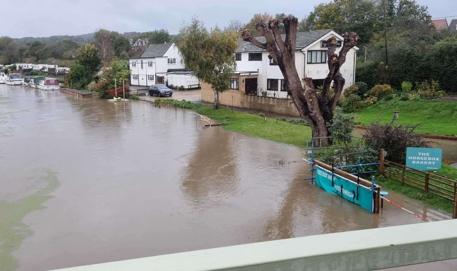 The River Medway next to Wateringbury Railway Station pictured at 4pm