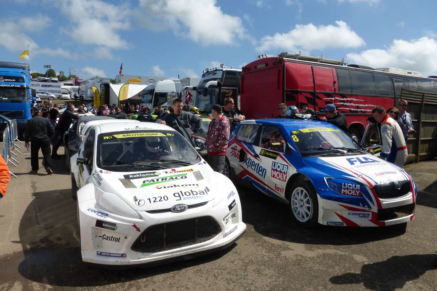 A queue of Supercars line up in the paddock. Picture: Joe Wright