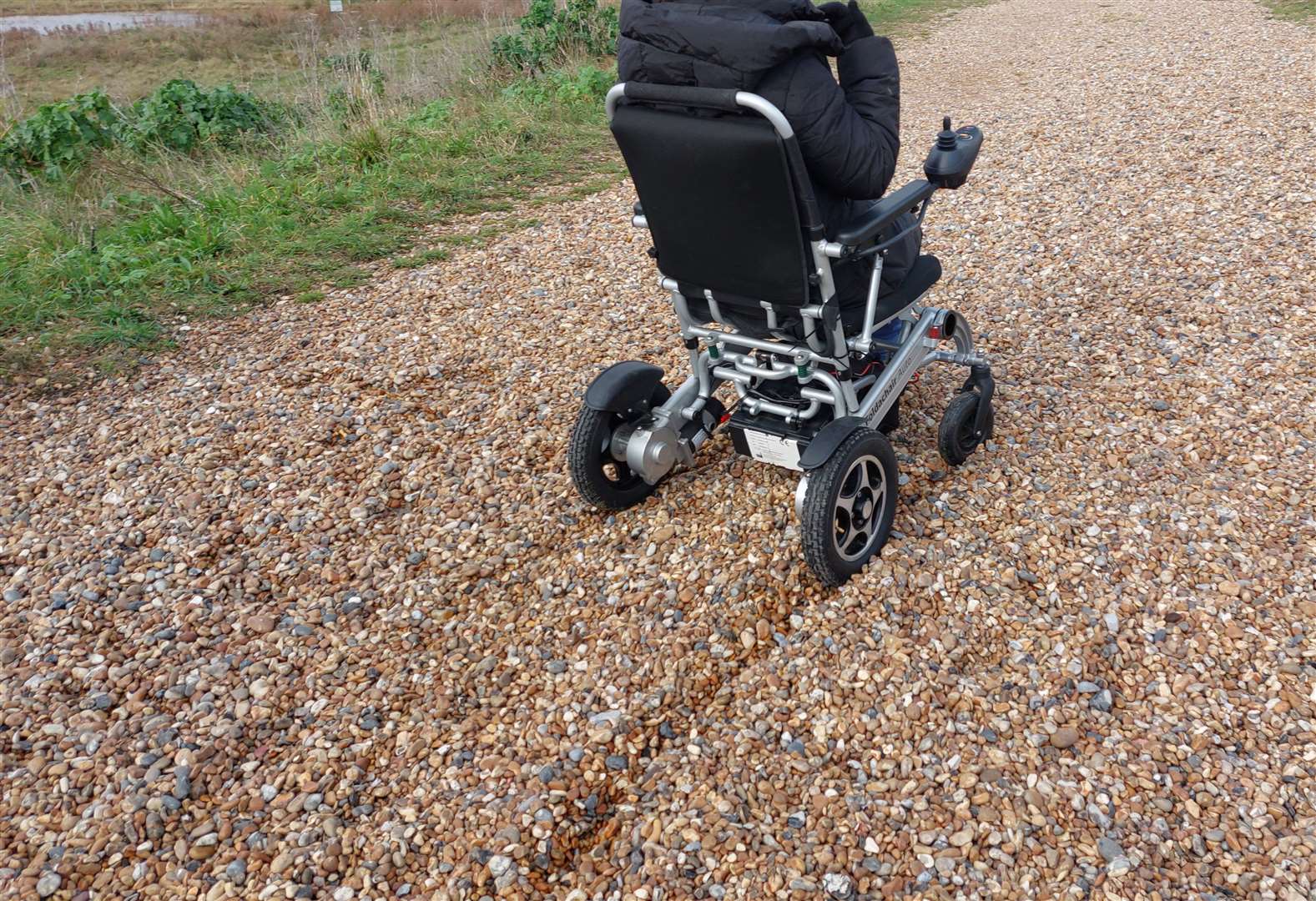 A dip in the path means wheelchairs get stuck a few metres in