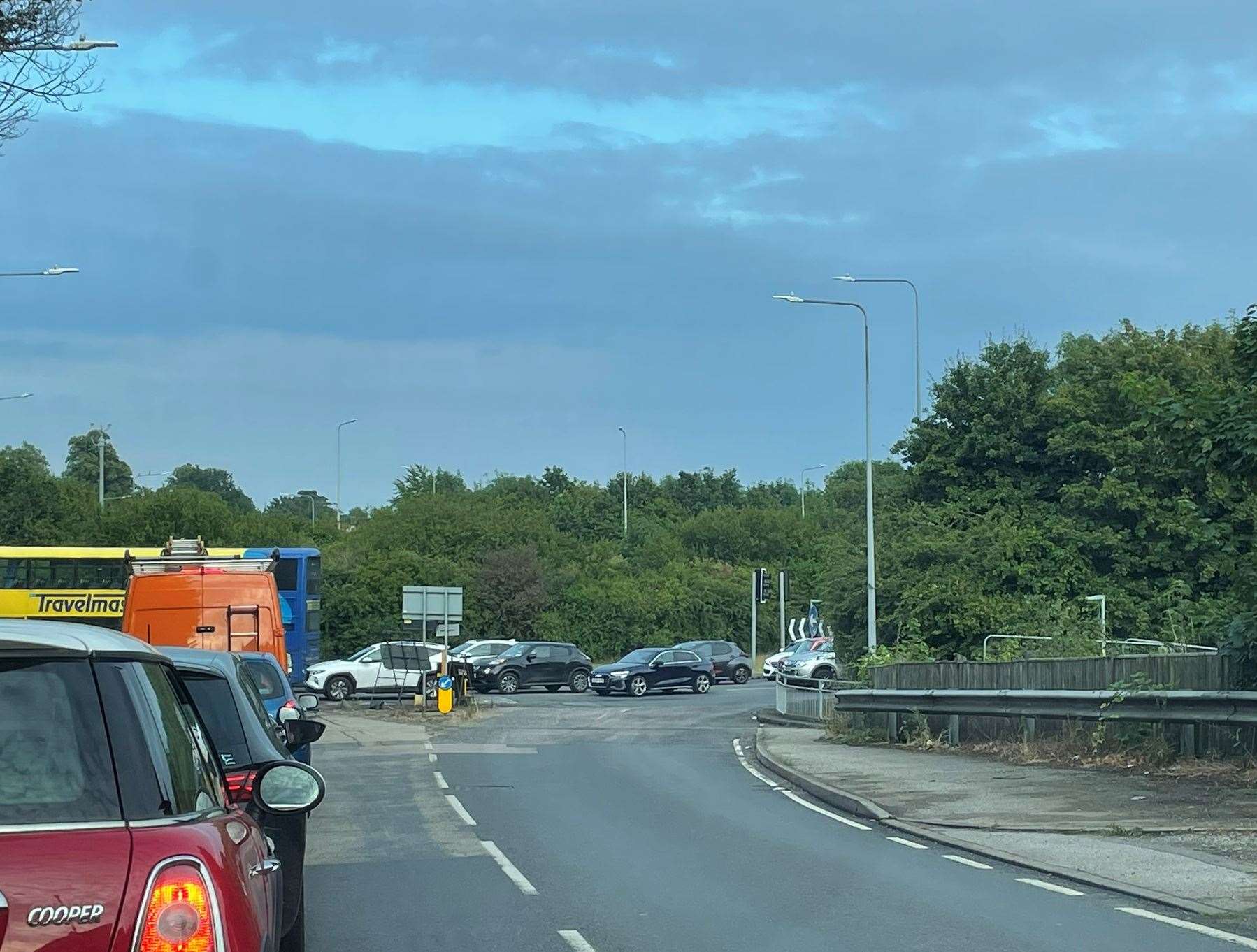 Traffic piled up from Key Street, Sittingbourne, during rush hour yesterday