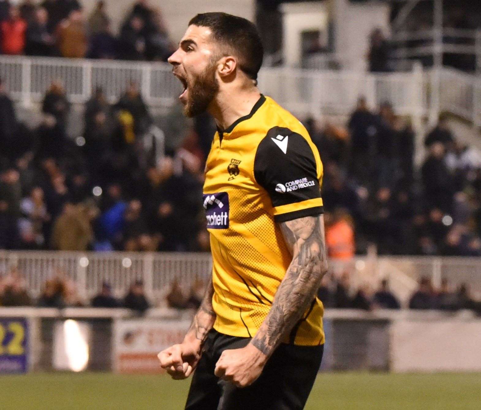 Joan Luque celebrates his 83rd-minute winner Picture: Steve Terrell